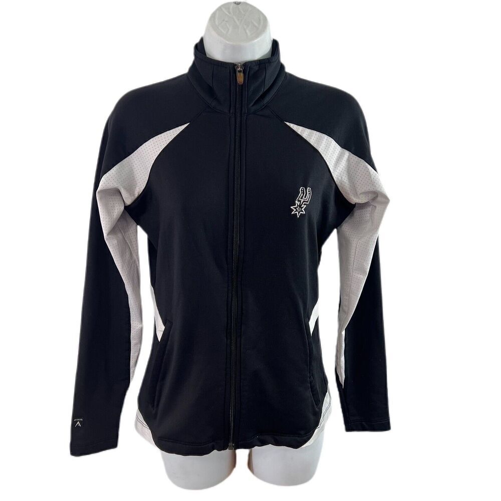 Antigua NBA San Antonio Spurs Women's Sz S Full Zip Black Jacket EUC